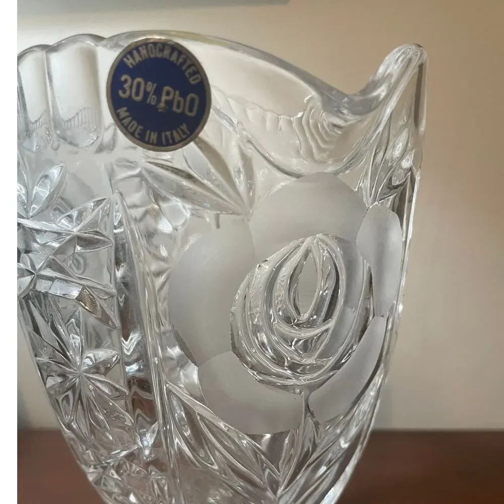 Vintage Cut Crystal Glass Etched Floral 9